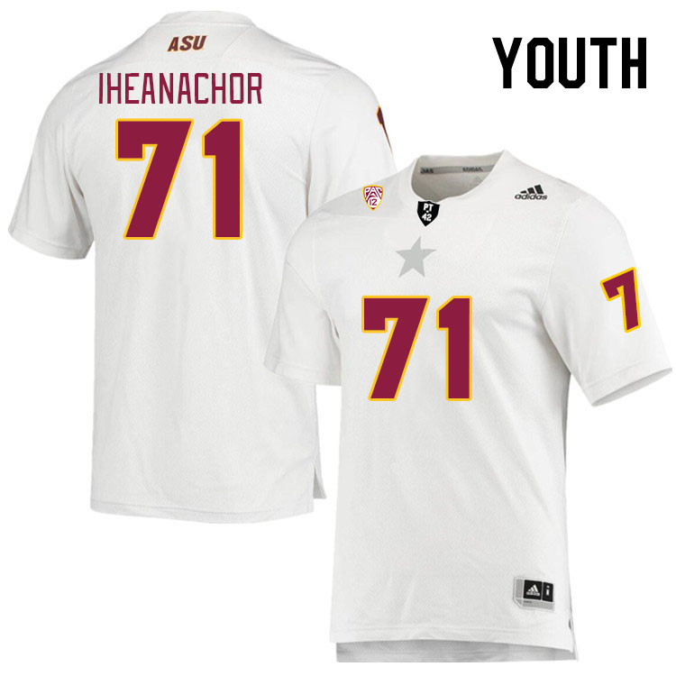 Youth #71 Max Iheanachor Arizona State Sun Devils College Football Jerseys Stitched Sale-White - Click Image to Close